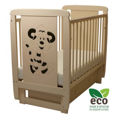 Детская кроватка с поперечным маятником Соня 04 с декором Тигренок 3Д (Соня)